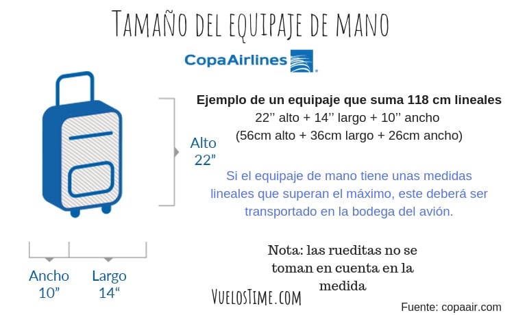 tamaño equipaje de mano vuelos copa airlines