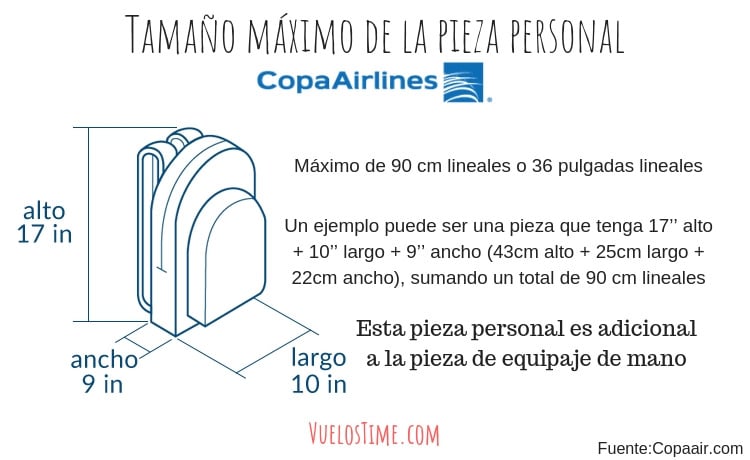 tamaño pieza personal mochila copa airlines